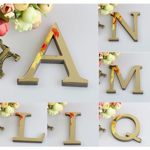 26 Gold Letters Diy 3d Mirror Acrylic Wall Sticker Decal For Home Living Room Bedroom Decoration Wall Mural Craft Ornament d7