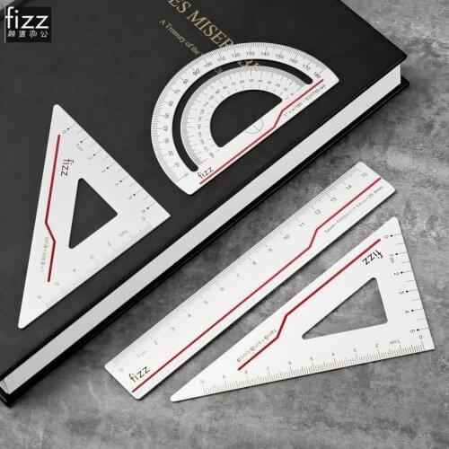 4 in 1 Fizz Metal Ruler Stationery Set Aluminum Alloy Multifunctional Combination Ruler Ruler Triangle Protractor Alloy Drawing
