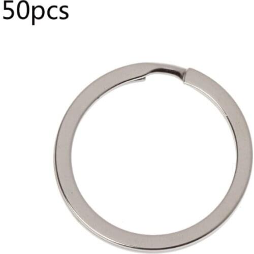 50Pcs 1 Inch Round Flat Key Chain Ring Split Ring Dog Tag Keys Organizer Holder