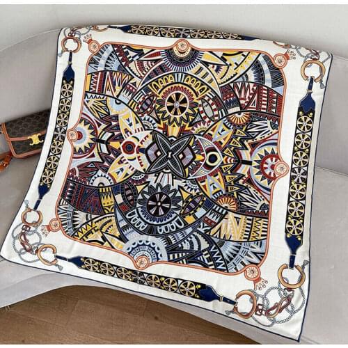70% Cashmere 30% Silk Scarf Women Fashion Ethnic Tribal Flower Shawl Stole Head Neck Headscarf Bandana 105*105cm