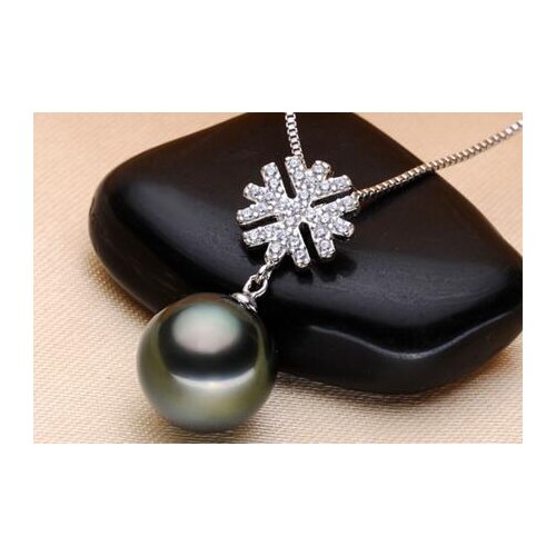 Noble jewelry 12-13mm Tahitian black green pearl pendant 925s