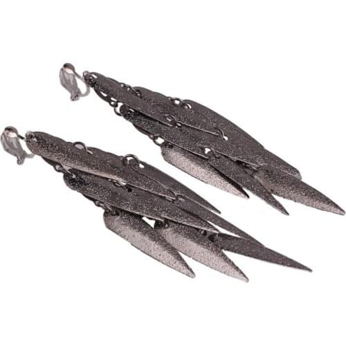 Grace Jun European and American Fashion Large Clip Earrings No Pierced for Women Luxury Shiny Scrub Leaves No Hole Earrings