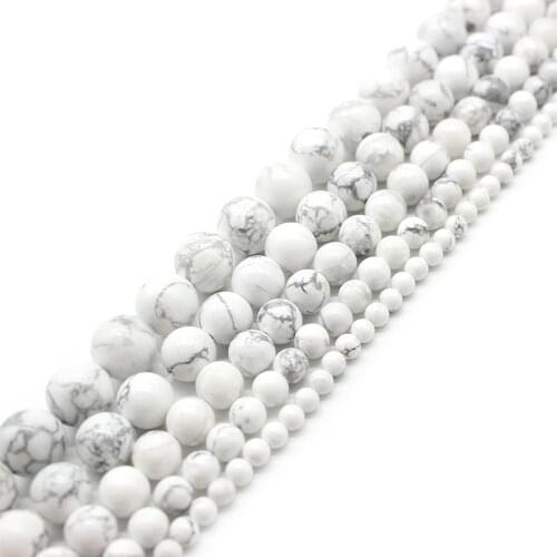 Natural Gem Stone White Howlite Turquoises Beads 4 6 8 10 12 14MM Bracelet Fit Diy Charm Beads For Jewelry Making