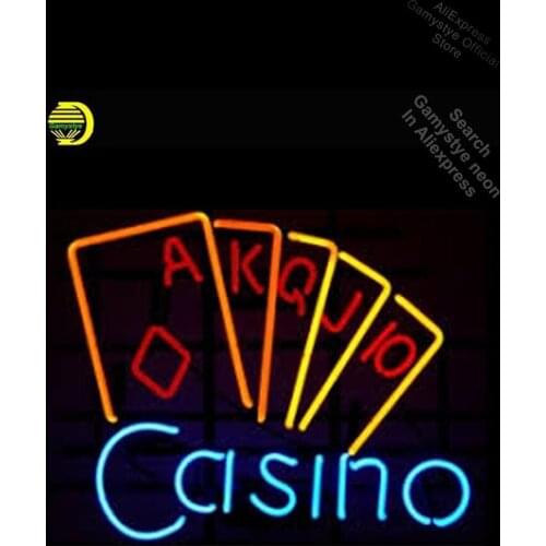 Casino Poke Neon Sign Decorate Real Glass Tube Cool Neon Bulbs Recreation Room Light Sign Outdoor Metal Signs Garage Cold Neon