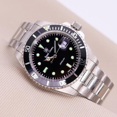 Royal Crown Mens Watch Womens Watch Japan Quartz Stainless Steel Auto Date Couple Hours Fine Fashion Boys Birthday Gift Box