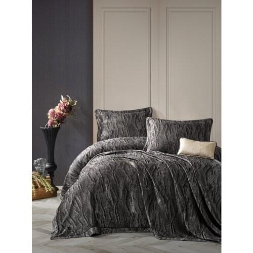 Cotton box fashion soft sanding bedspread non-slip queen sheet cover double layer bedspread Esta Antrasit