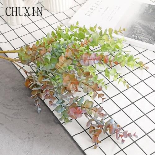 Artificial flower plastic fake flower3 fork eucalyptus home decoration green plants wedding Road lead layout photography props