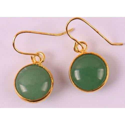 Green Aventurine Stone Dangle Earrings Jewelry For Woman Gift T161
