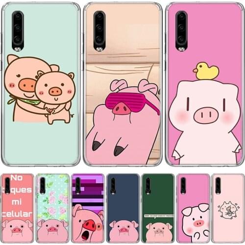 Cute PINK Kawai Pig Phone Case for Huawei P30 P40 P20 P10 Mate 20 10 30 Lite Pro P Smart Z Plus + Art Luxury Cover Coque