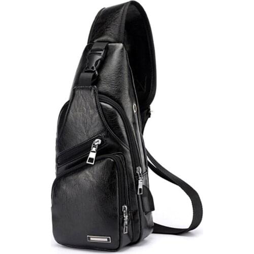 2021 Mens USB Charging Bag Mens Chest Bag For Custom PU PVC Shoulder Bag Diagonal Package Messenger Travel Bag Cross Body Bags