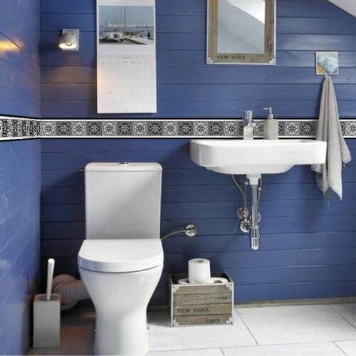 Fashionable Wall Stickers Imitation 3D Ceramic Tile Waist Line Skirting Line Room Decora Kitchen Glass Door Waterproof Wallpaper