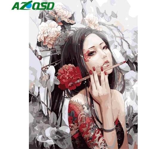AZQSD Oil Painting Cartoon Painting By Numbers Girl Paint Canvas Picture DIY Scenery Hand Painted Modern Home Decor SZYH6229