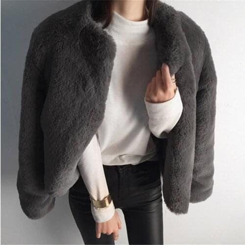 New Women Faux Rex Rabbit Fur Short fur Female Fake Fur Lady Winter Coat Plus Size Faux Fur Slim Casual Party Jacket Coats WZ080