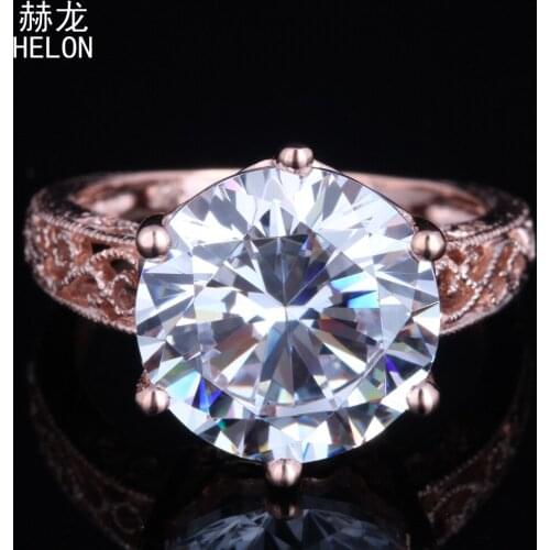 New Antique Fine Jewelry Genuine AAA Graded Cubic Zirconia Round 12mm Solitaire Sterling Silver 925 Engagement Ring wholesale