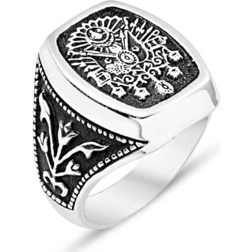 Original silver, Ottoman Emblem Male ,Ring, Good Quality and Affordable Ottoman State Emblem ,Rings Types