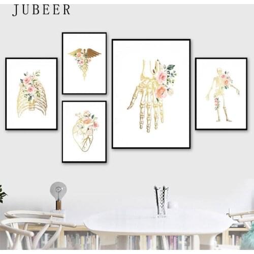 Scandinavian Style Human Bone Organs Poster Education Wall Art Biology Teaching Pictures for The Classroom Posters and Prints