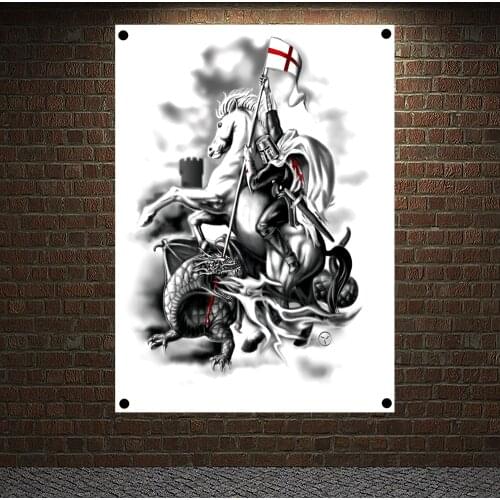 Masonic knights templar tattoo Posters Wall Decor Crusader Banners Flags Wallpaper Canvas Painting Wall Hanging Home Decoration