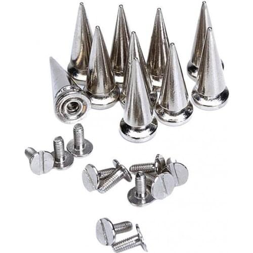 20pcs/set 10mm Silver Cone Spikes Screwback Studs DIY Craft Cool Rivets Punk for Shoes Custom Leather Work Belts Handbags etc