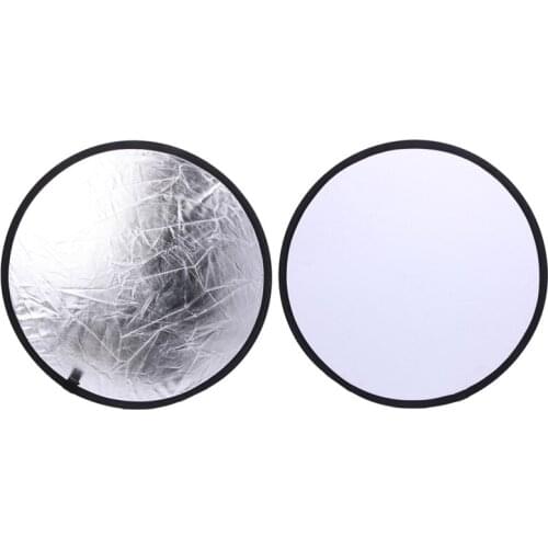 HX6A 2 in 1 55-60cm Light Mulit Collapsible Disc Photography Reflector Silver/White
