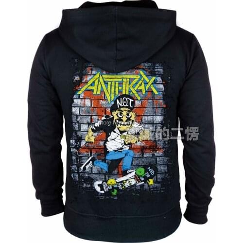 3 kinds Anthrax tracksuit Cotton Rock hoodies anime jacket punk heavy metal Zipper Sweatshirt illustration skateboard hip hop