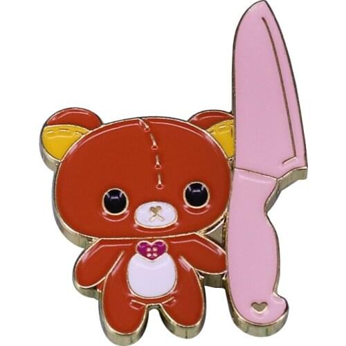 Super adorable bear with knife brooches for kids