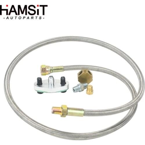 Hamsit Stainless Steel Turbocharger supply fuel pipe fittings oil circuit adapter kit for T3 T4 T25 T28 Car modification