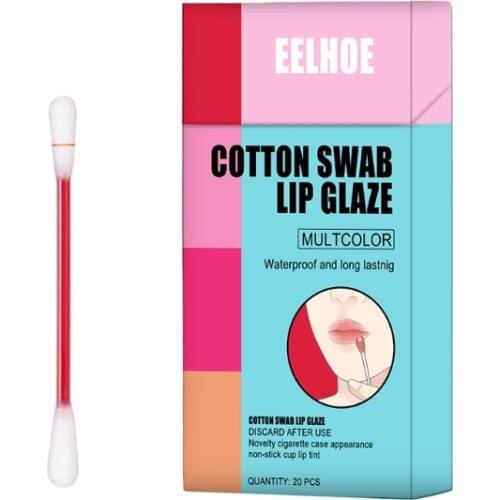 20pcs Cigarette Lipstick Cotton Swab Long Lasting Waterproof Disposable Portable Lipsticks Moisturizing Lip Balm Lips Stick 27RC