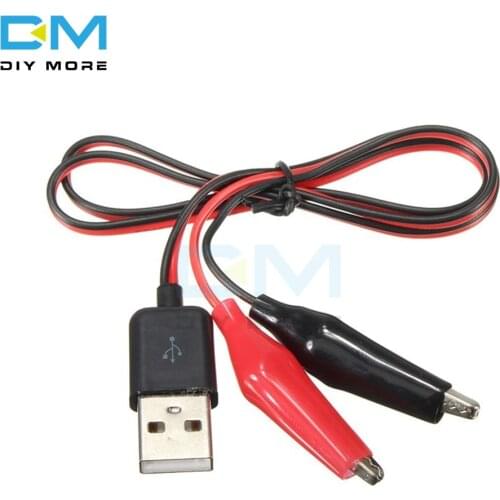 60cm Alligator Test Clips Clamp to USB Male Connector Power Supply Adapter Cable