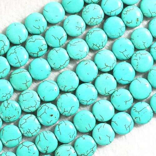 Green Calaite Turquoises Stone 12mm 14mm Round Cake Coin Shape Beads Fashion Jewelry Loose Beads Finding Accessories 15inch B273