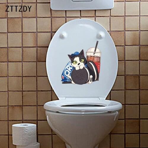 ZTTZDY 22.1*24.1CM Cartoon Interesting Cat Wall BedRoom Home Decoration Toilet Sticker Decal T3-0401