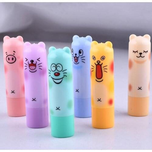 1PC Colorless Lip Balm Cartoon Natural Plant Fruit Lip Gloss Nourishing Lipstick Long Lasting Lip Makeup Color Random