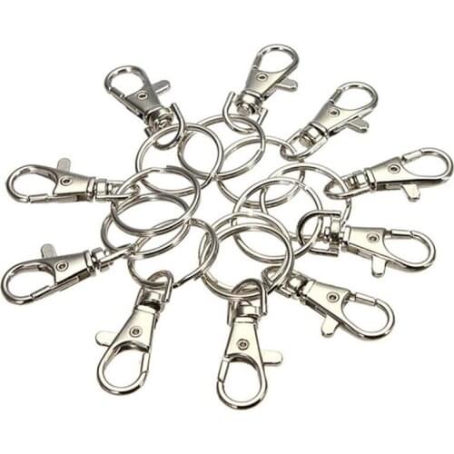10pcs Durable Metal Carabiner Clips Style Spring Key Rings Men Chain DIY Keyring Color Chains Silver Key Women Accessories S1H3