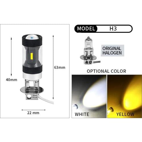 10PCS Motorcycle H3 LED Bulbs 1860 4SMD 9V-32V 6500K Front Fog Lighting Lamp Headlight For Car Auto Driving Lights