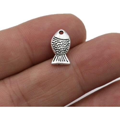 40pcs Fish Charm Pendants for Jewelry Making Bracelet DIY Accessories 14x8mm