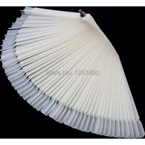 50PCS/set Fan-shaped Natural Color False Nail Art Tips Sticks Polish Display Nail Tools