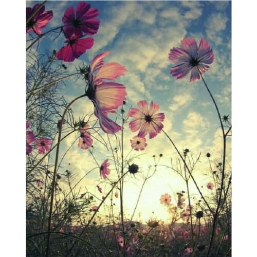 5D DIY Diamond Painting Flowers Crystal Diamond embroidery Cross Stitch Wild chrysanthemum scenery Needlework Home Decor