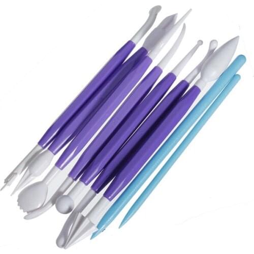 9Pcs HOOZADA Sugarcraft Fondant Cake Pastry Carving Cutter Chocolate Decorating Flower Clay Modelling Plastic Baking Craft Tool