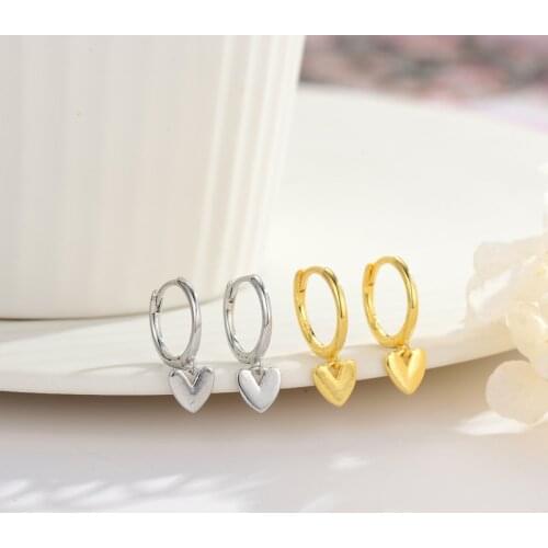 925 sterling silver jewelry with heart-shaped peach heart earrings cute simple wild fresh earrings for female party gifts