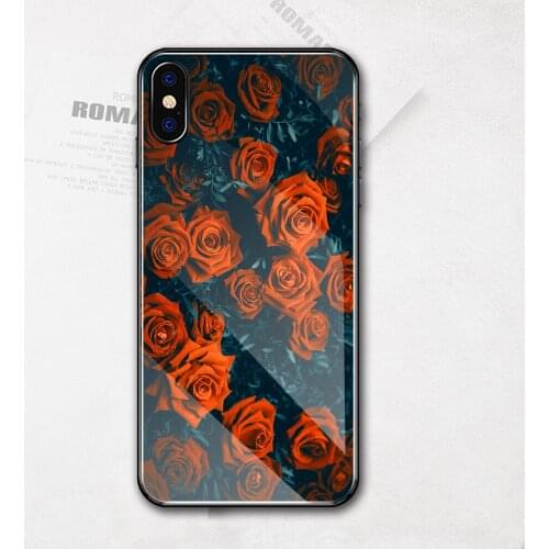 For iphone 11 pro max case red earth rose tempered glass case for iphone x xr xs max 11 pro max 6 6s 7 8 plus DIY case