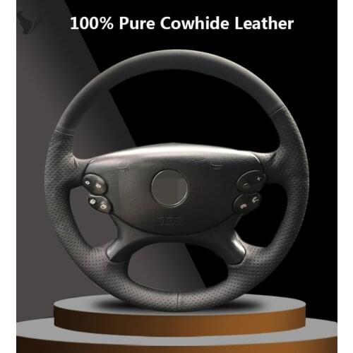 Black Genuine Leather Car Steering Wheel Cover for Mercedes Benz E-Class W211 E230 E280 E350 CLS-Class CLS350 CLS500