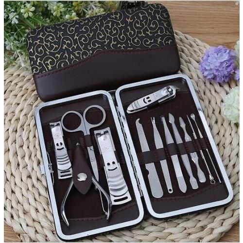 DHL shipping 12 in 1 set Nail Care Set Pedicure Scissor Tweezer Knife Ear pick Utility Manicure Tools Nail Clipper Kit jk17
