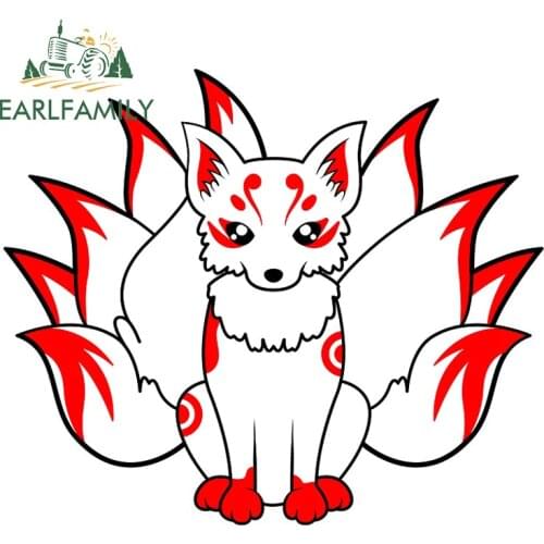 EARLFAMILY 13cm x 11.2cm for Japanese Fox Kitsune Mask Funny Car Stickers Waterproof Graffiti Decal Windows Bumper Car Styling