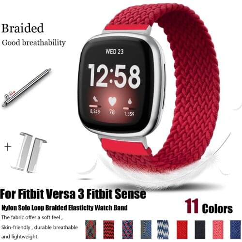 Elasticity Nylon Strap for Fitbit Versa 3 Watch Band Braided Wrist belts for fitbit sense versa3 Replacement Solo Loop Bracelets