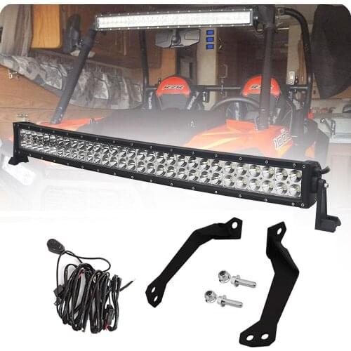30" 180W Curved LED Light Bar Combo Beam w/Wiring Kit & Below Roof Mounting Brackets for Polaris RZR 900 XP1000 Models
