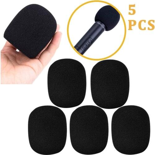 KEPHE 5 Pack Large Foam Cover Mic Windscreen Microphone Cover Microphone Windscreen Foam Cover Black Top Grade