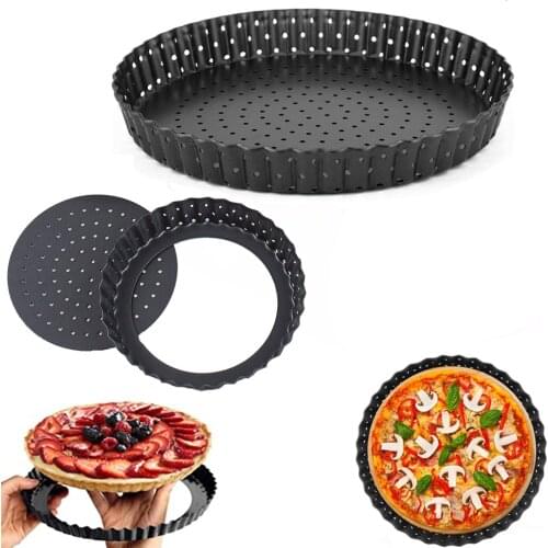 Perforated Pizza Baking Pan 14/20/24cm Bakeware Kitchen Mesh Tray Carbon Steel Non-stick Pizza Fruit Pie Cake Mould Baking Pan