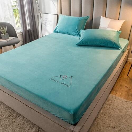 Simple Style Home Mattress Protective Cover Set Soft Comfortable Coral Velvet Bedspread Stretch Elastic Coverlet Bed Sheet
