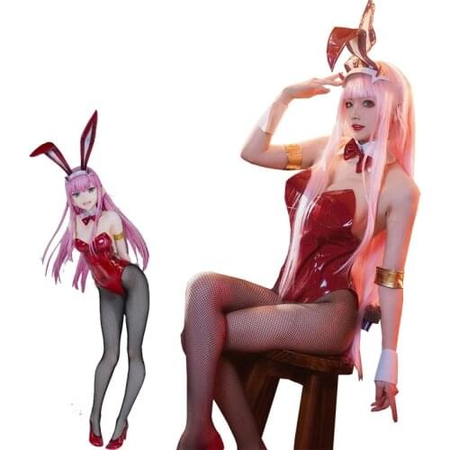 ROLECOS Anime DARLING in the FRANXX Cosplay Costume Zero Two Bunny Girl Cosplay Costume 02 Sexy Women Jumpsuit Red Leather Suit