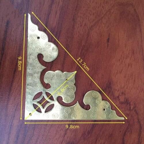 4pcs Antique furniture hardware copper corner cabinet door Zhangmu box angle copper decorative hollow copper angle flower corner