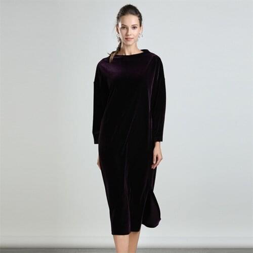 Fashion Elegant Evening Party Velvet Ladies Vestidos Women Wrist Sleeve Casual Loose Slim Midi Dress Plus Size M-7XL 10 Colors